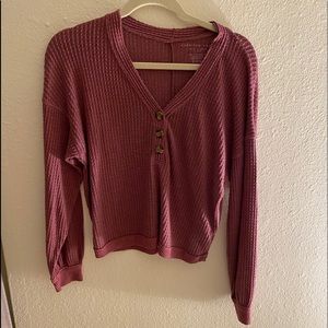 Purple long sleeve, button up crop top